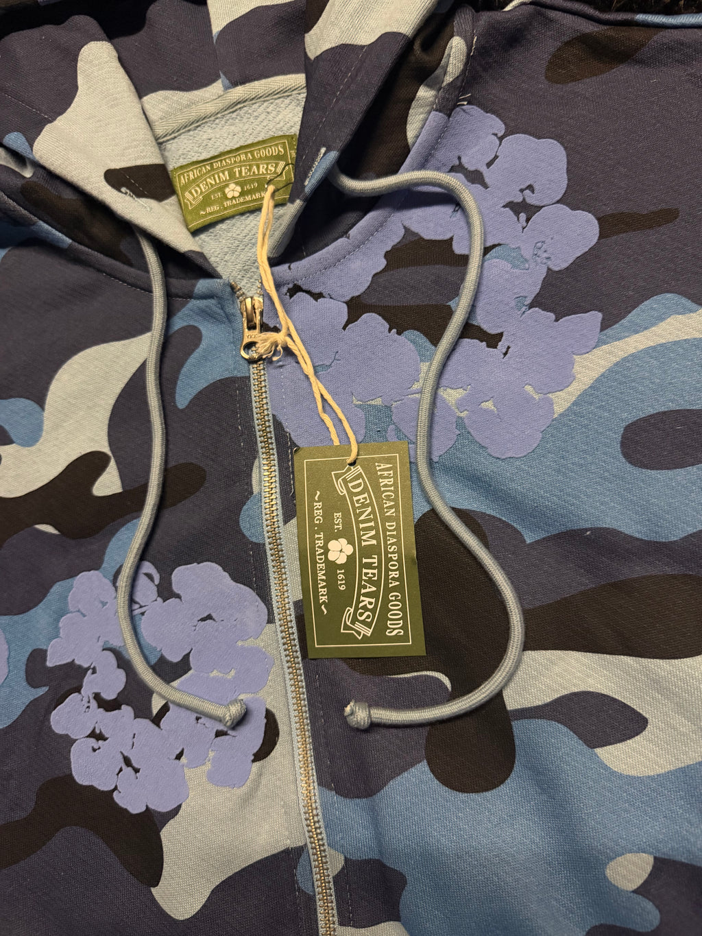 Denim Tears Cotton Wreath Zip Hoodie (Blue Camo)