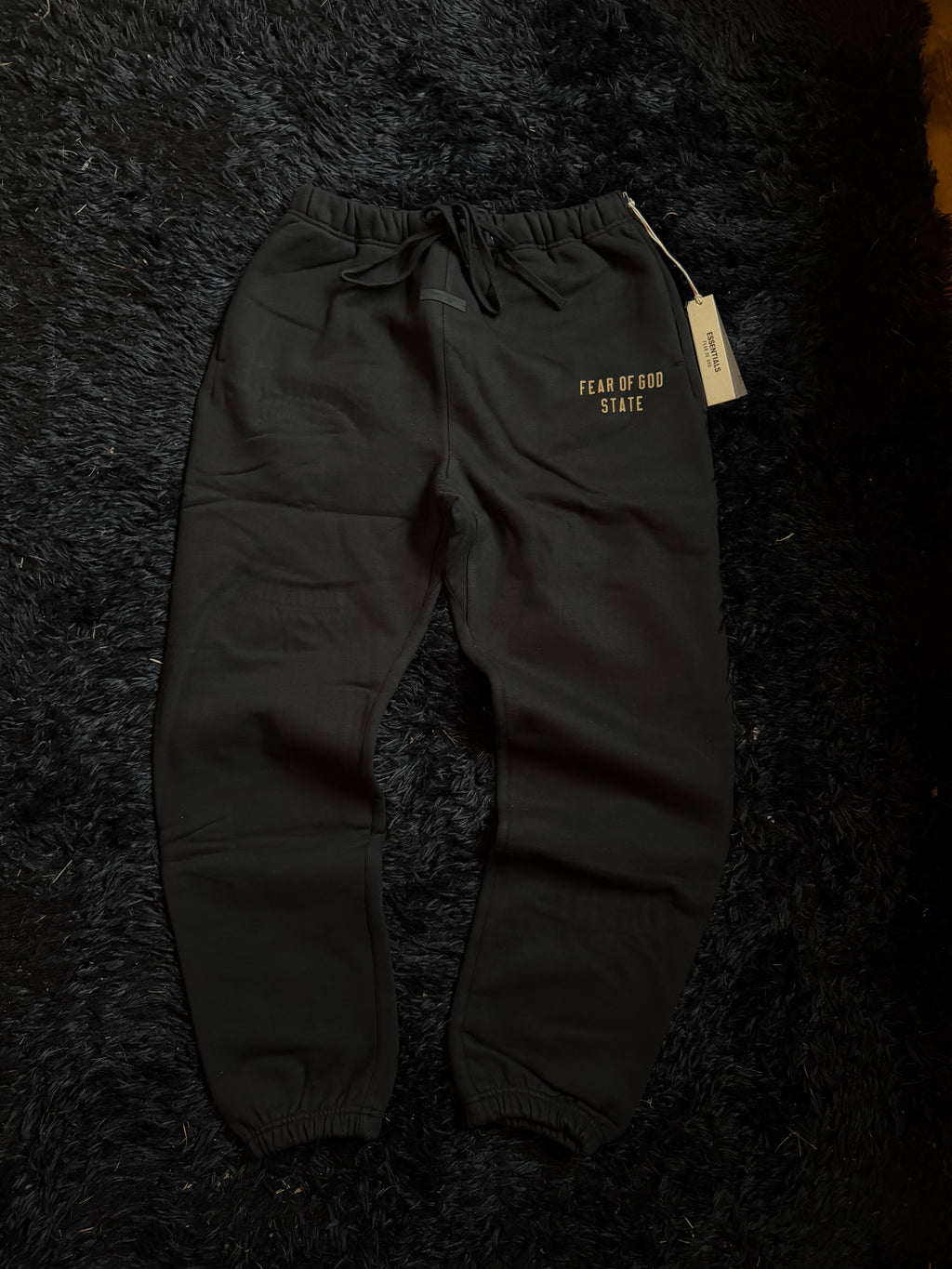 Fear of God Essentials Sweatpants – Black “Fear of God State” Logo