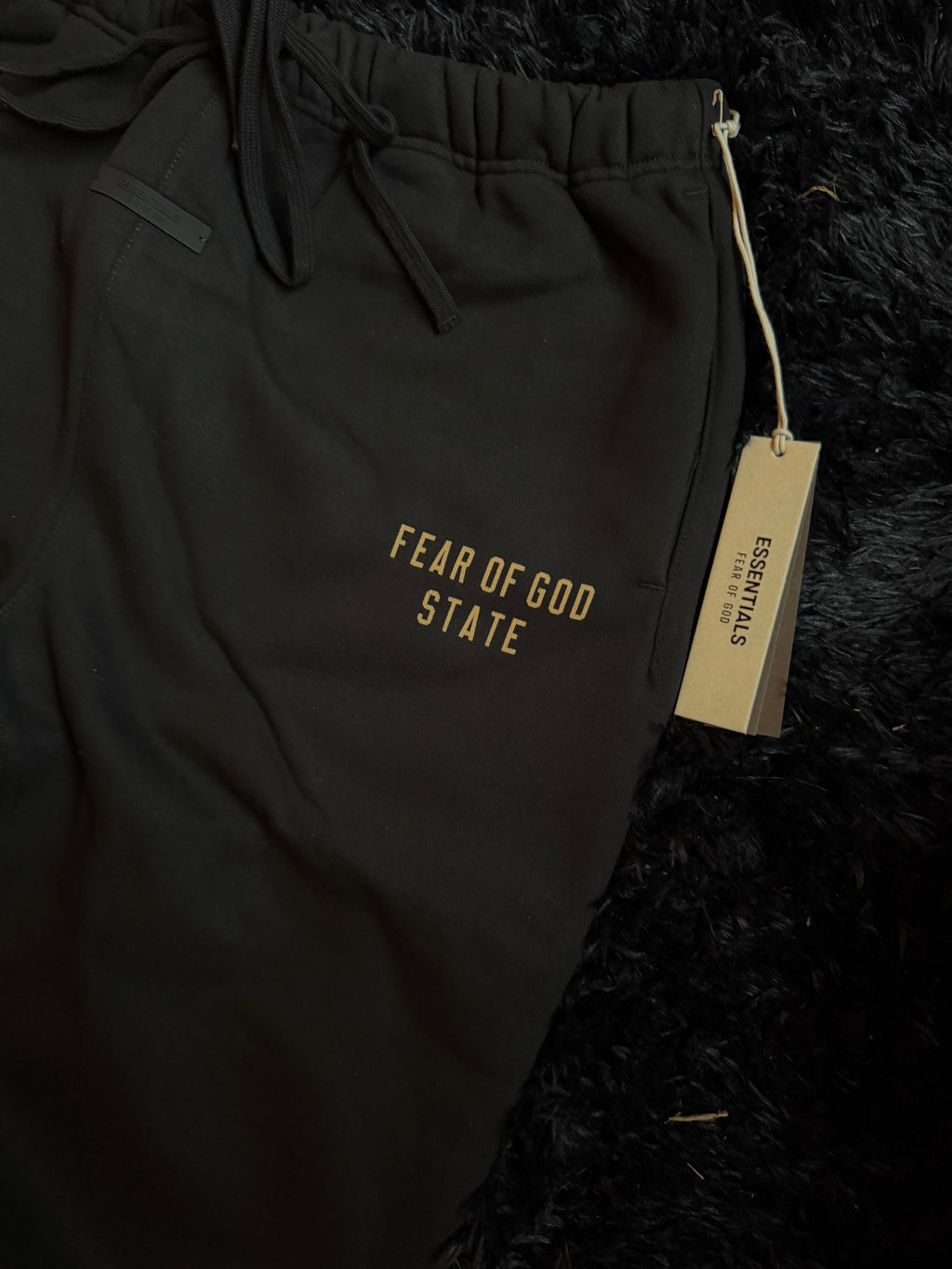 Fear of God Essentials Sweatpants – Black “Fear of God State” Logo