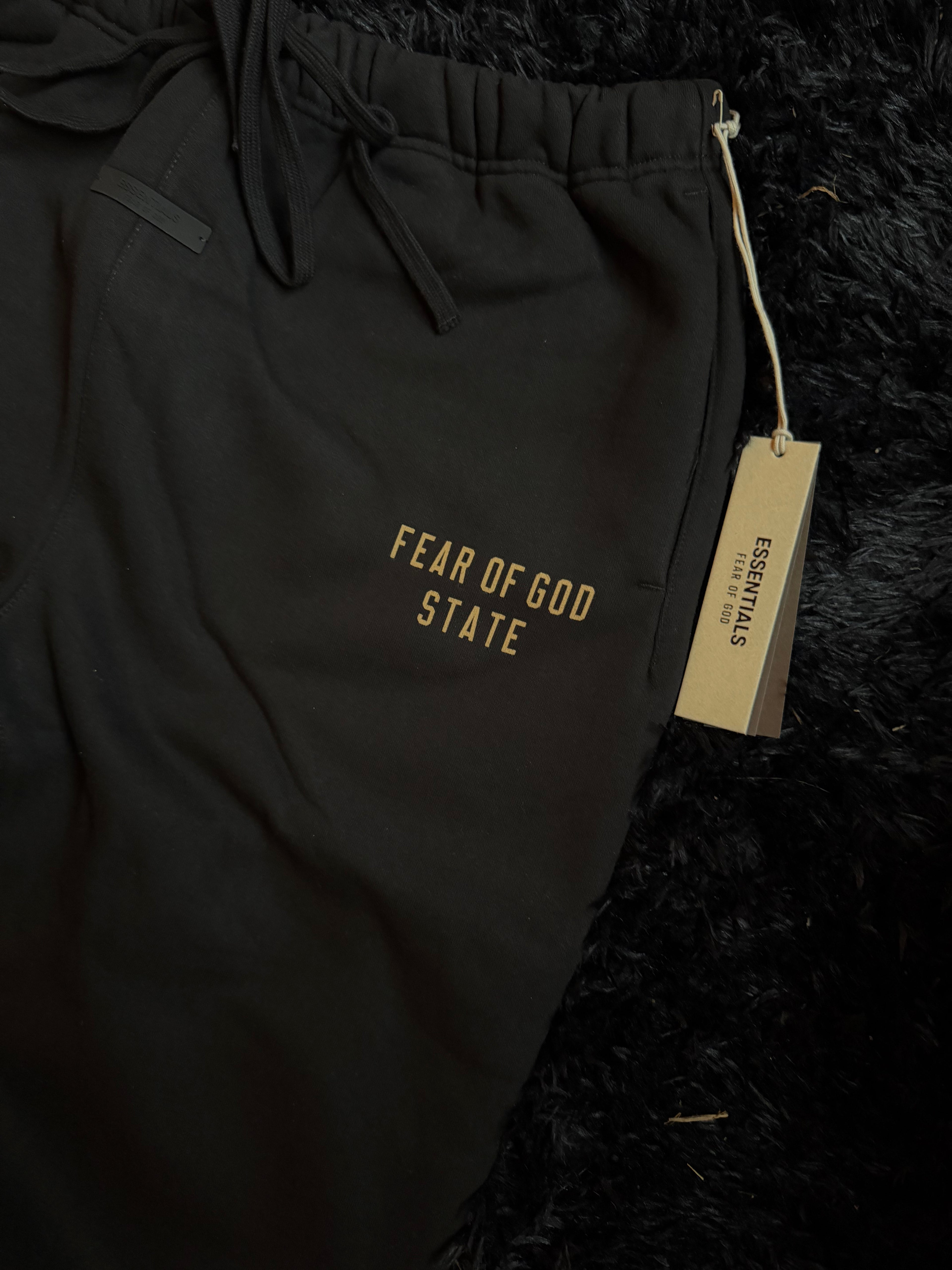 Fear of God Essentials Sweatpants – Black “Fear of God State” Logo