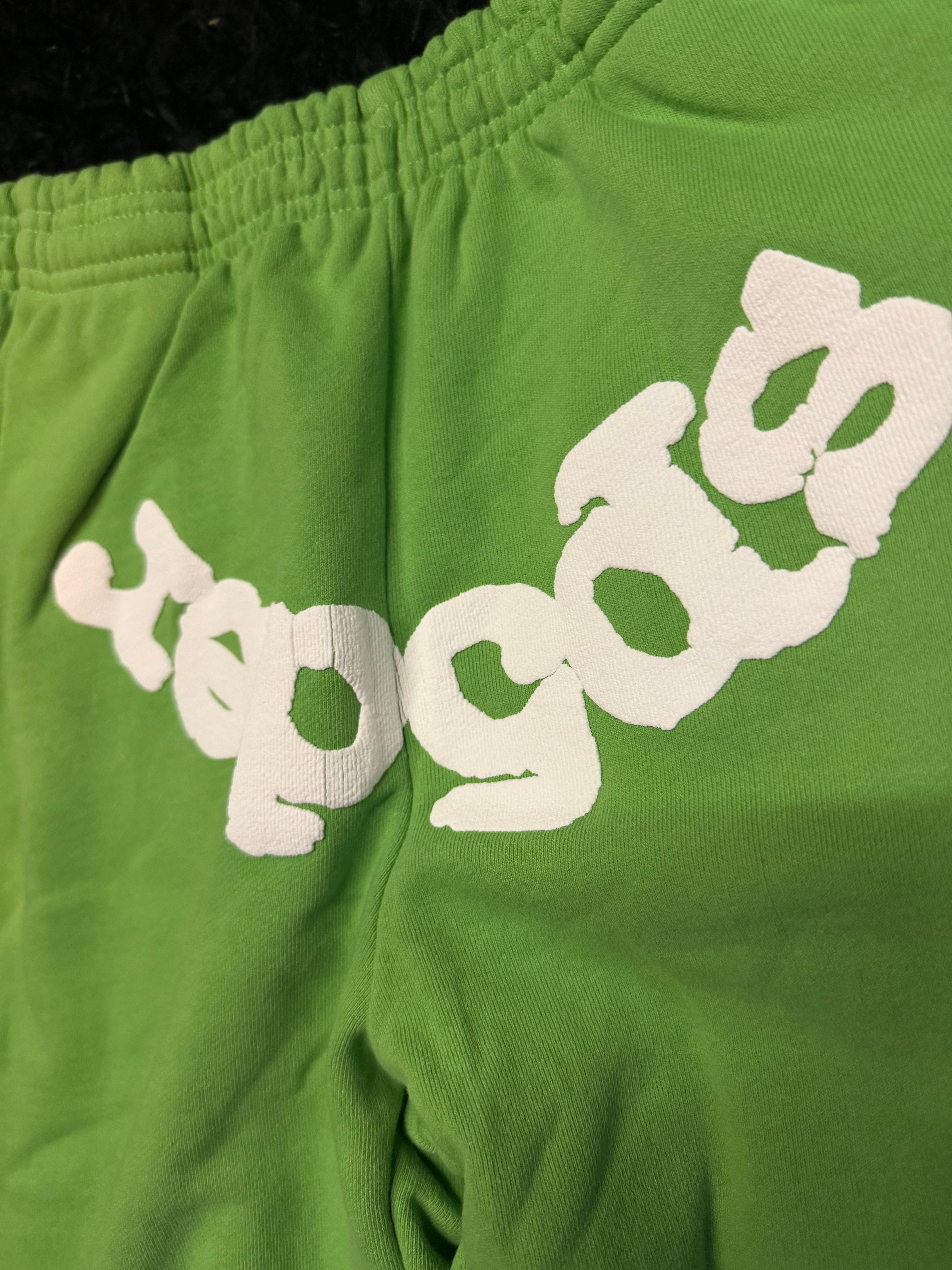 Sp5der Slime Green Sweatpants – Neon Green Logo Joggers