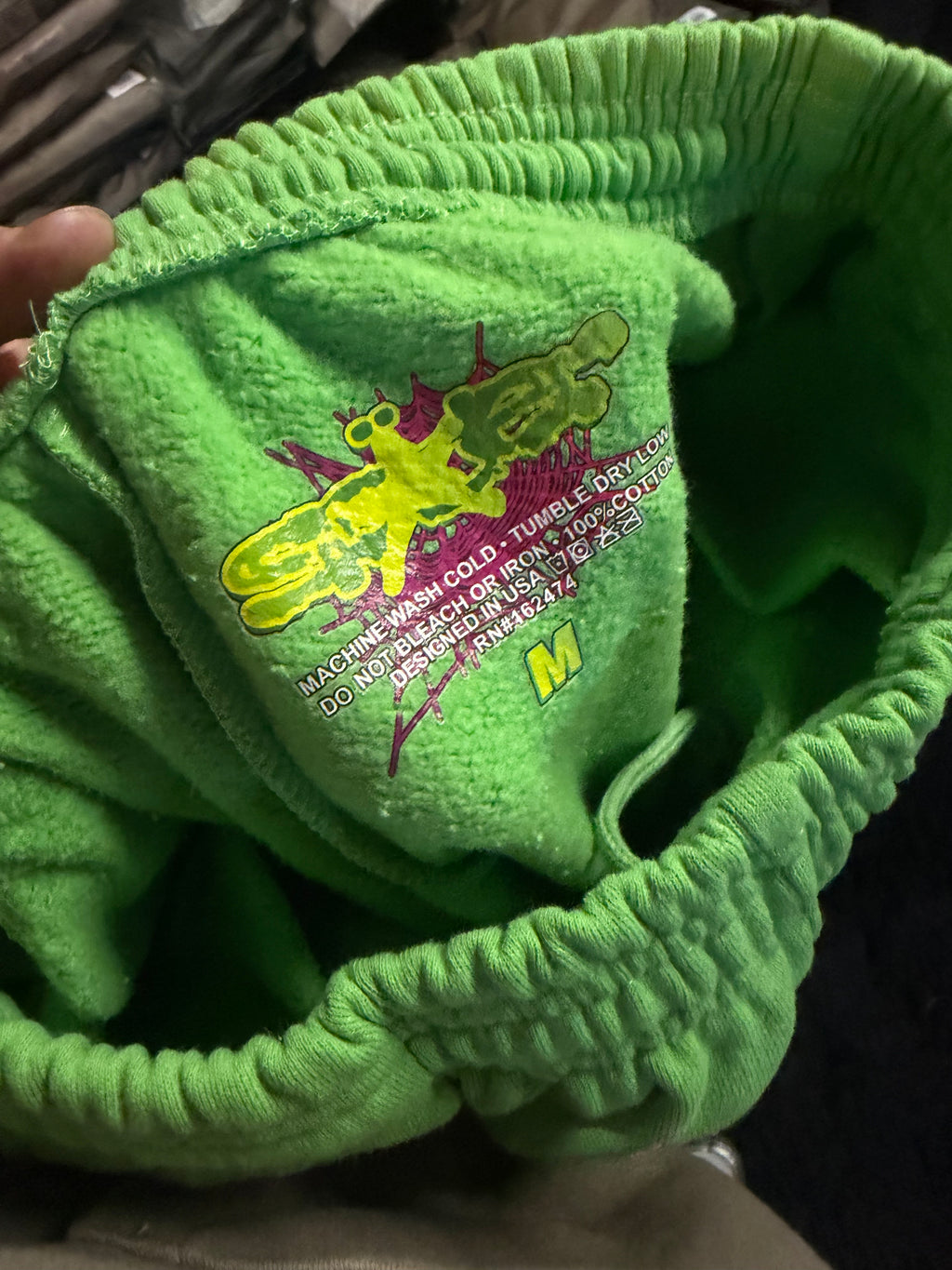 Sp5der Slime Green Sweatpants – Neon Green Logo Joggers
