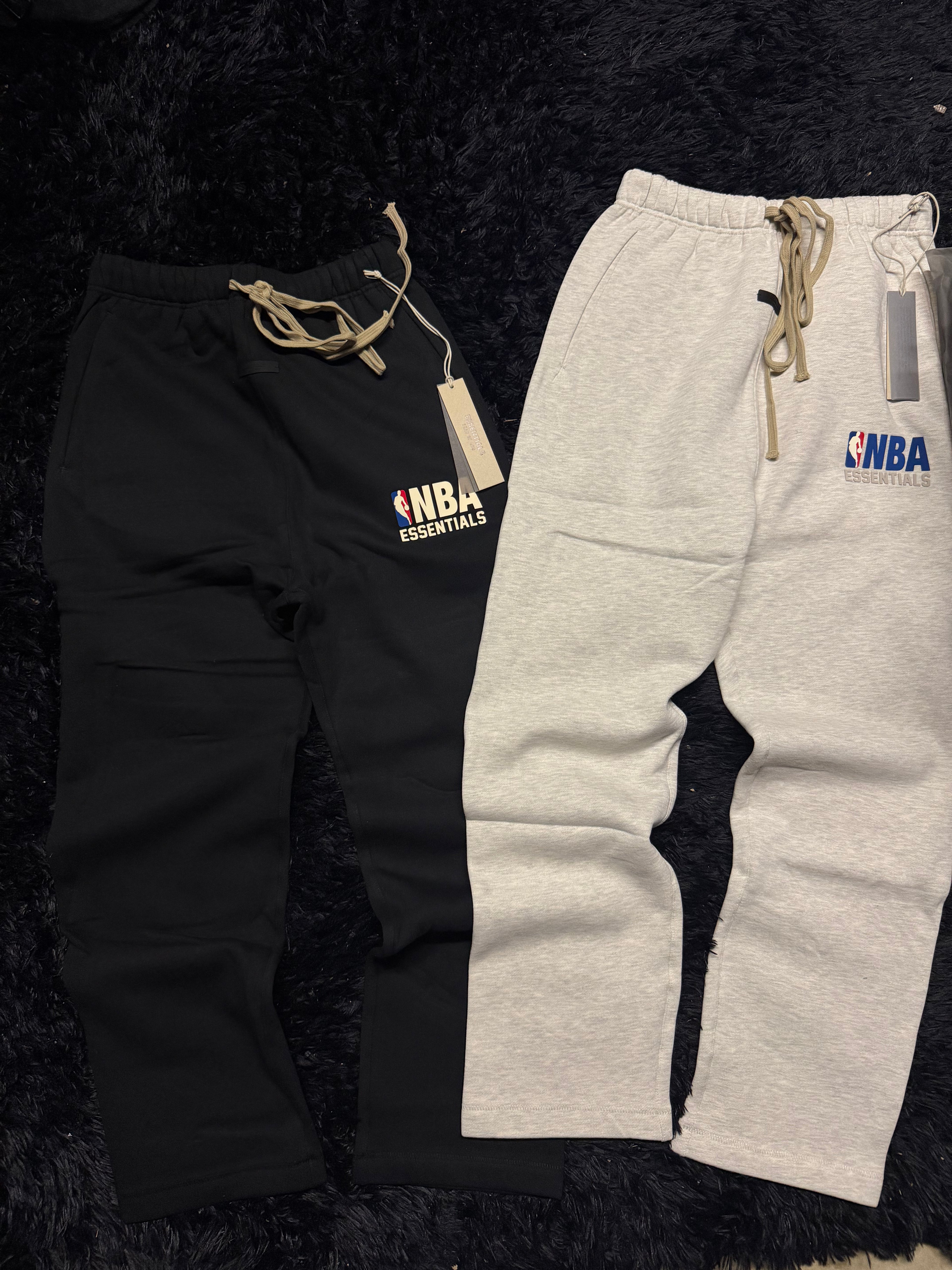 Fear of God Essentials x NBA Sweatpants – Black & Grey Logo Joggers