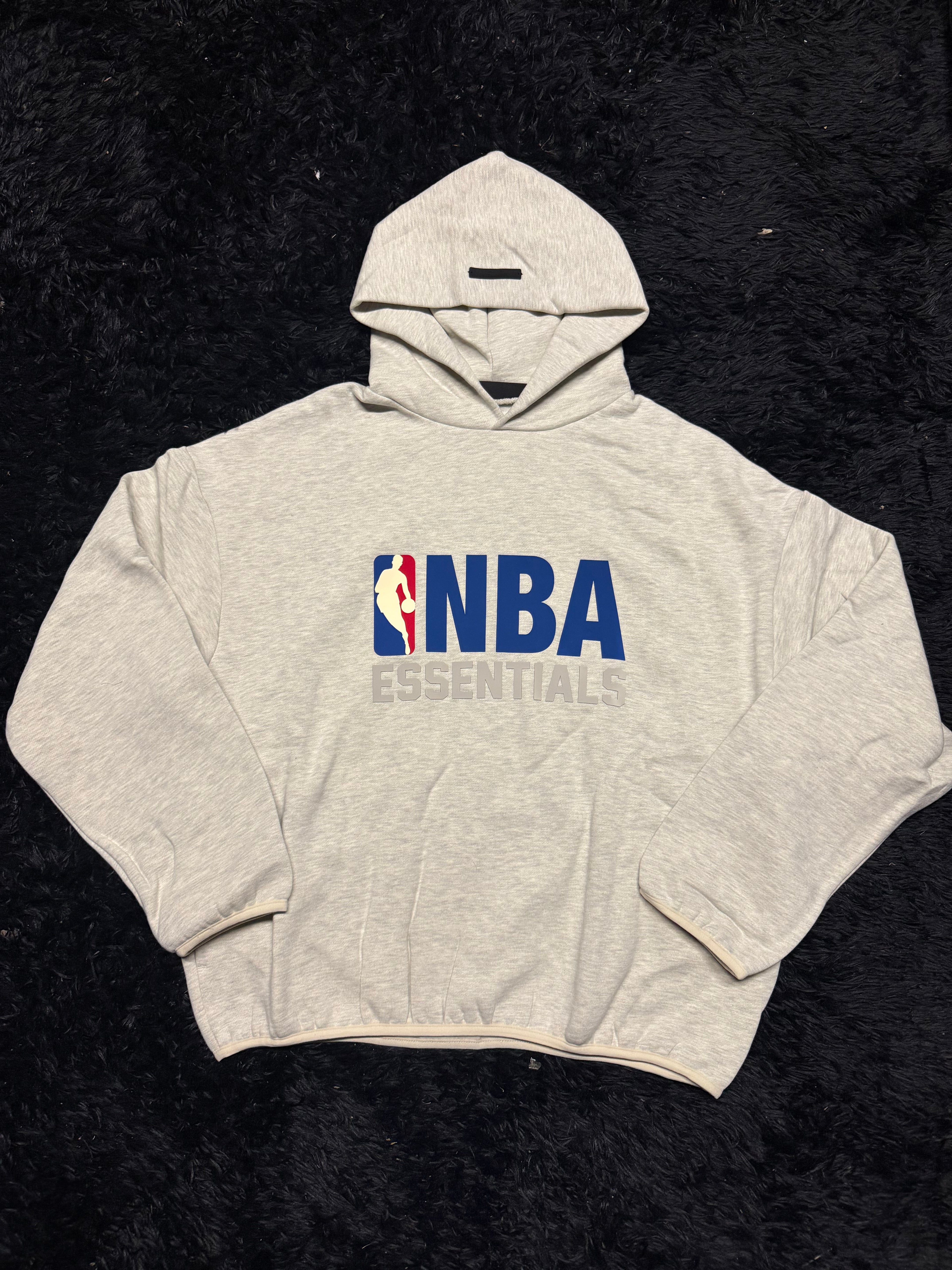 Fear of God Essentials NBA Hoodie – Grey “NBA Essentials” Logo