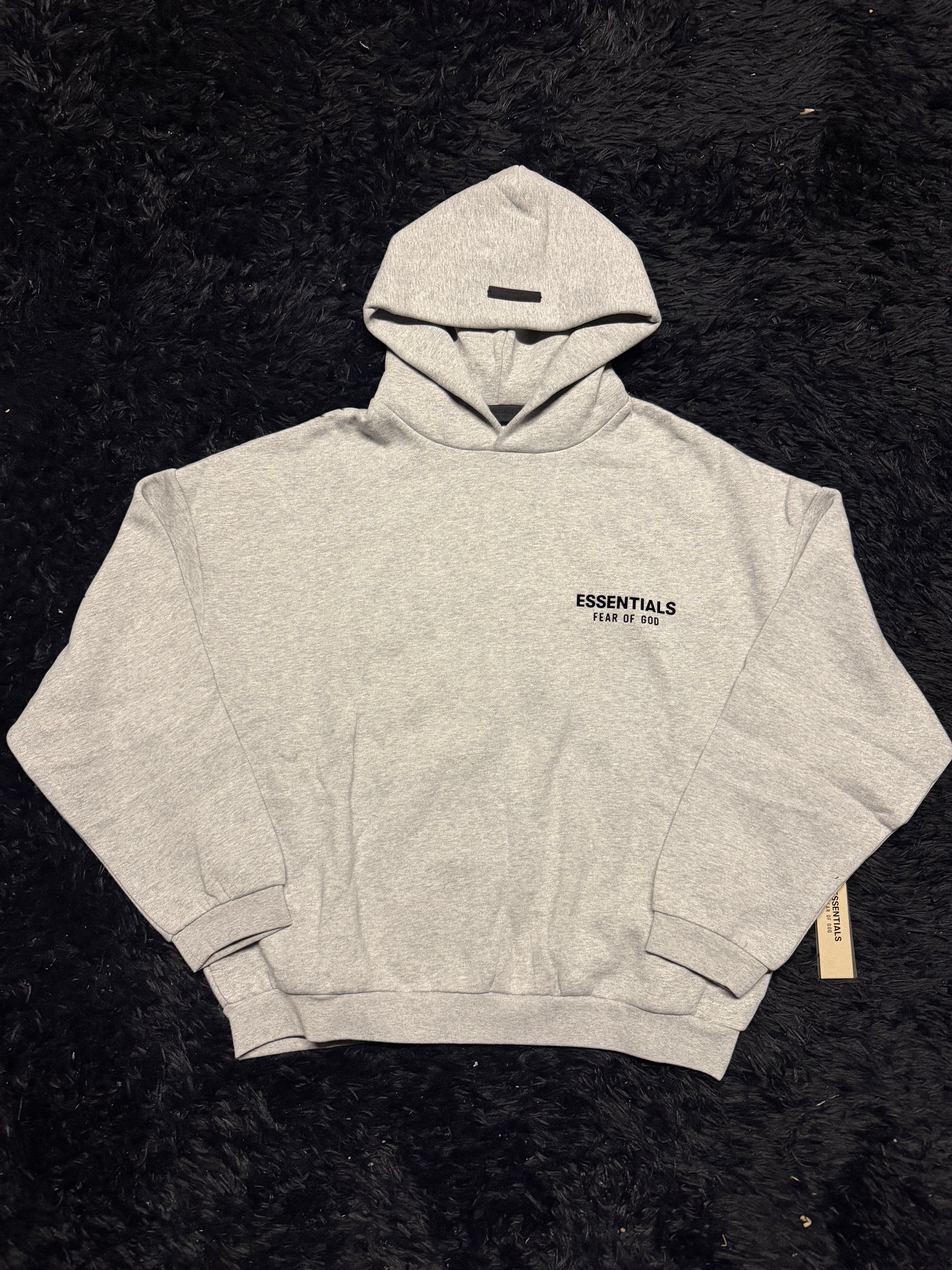 Fear of God Essentials Sweatsuit – Grey Hoodie & Sweatpants Set with Black Logo