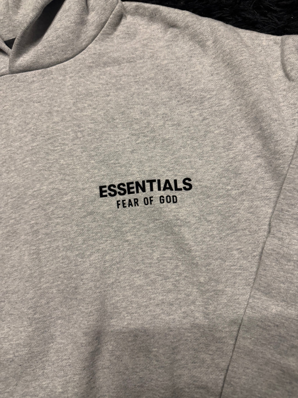Fear of God Essentials Sweatsuit – Grey Hoodie & Sweatpants Set with Black Logo