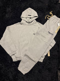 Fear of God Essentials Sweatsuit – Grey Hoodie & Sweatpants Set with Black Logo
