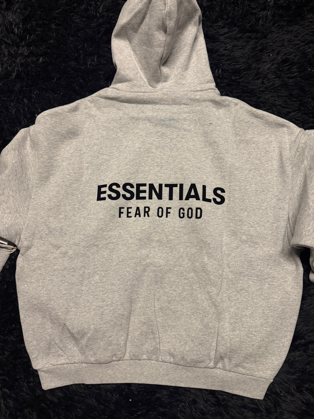 Fear of God Essentials Sweatsuit – Grey Hoodie & Sweatpants Set with Black Logo