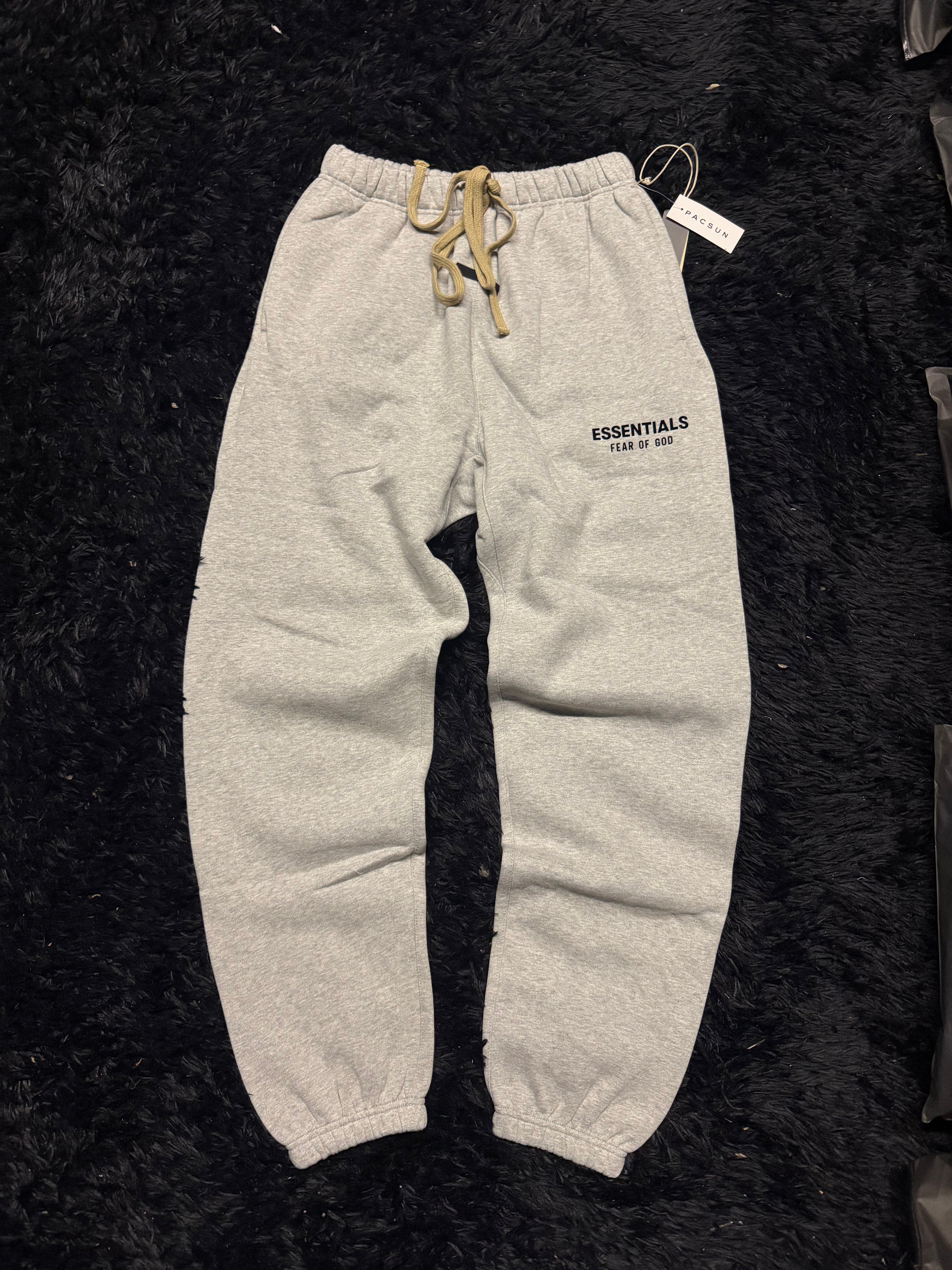 Fear of God Essentials Sweatsuit – Grey Hoodie & Sweatpants Set with Black Logo