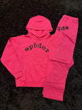 Sp5der VVS Rhinestone Sweatsuit – Pink Full Set (Hoodie & Sweatpants)