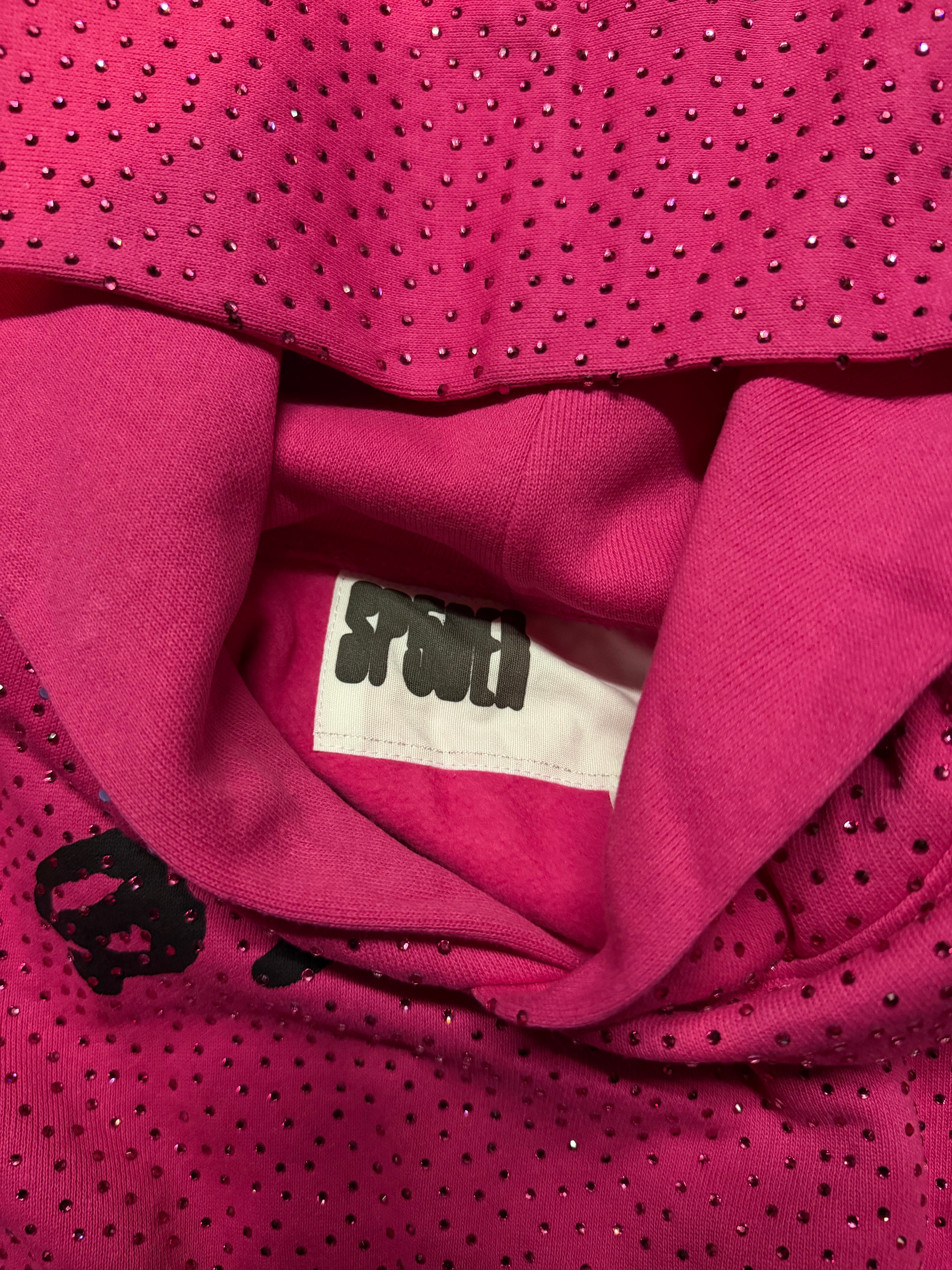 Sp5der VVS Rhinestone Hoodie – Pink