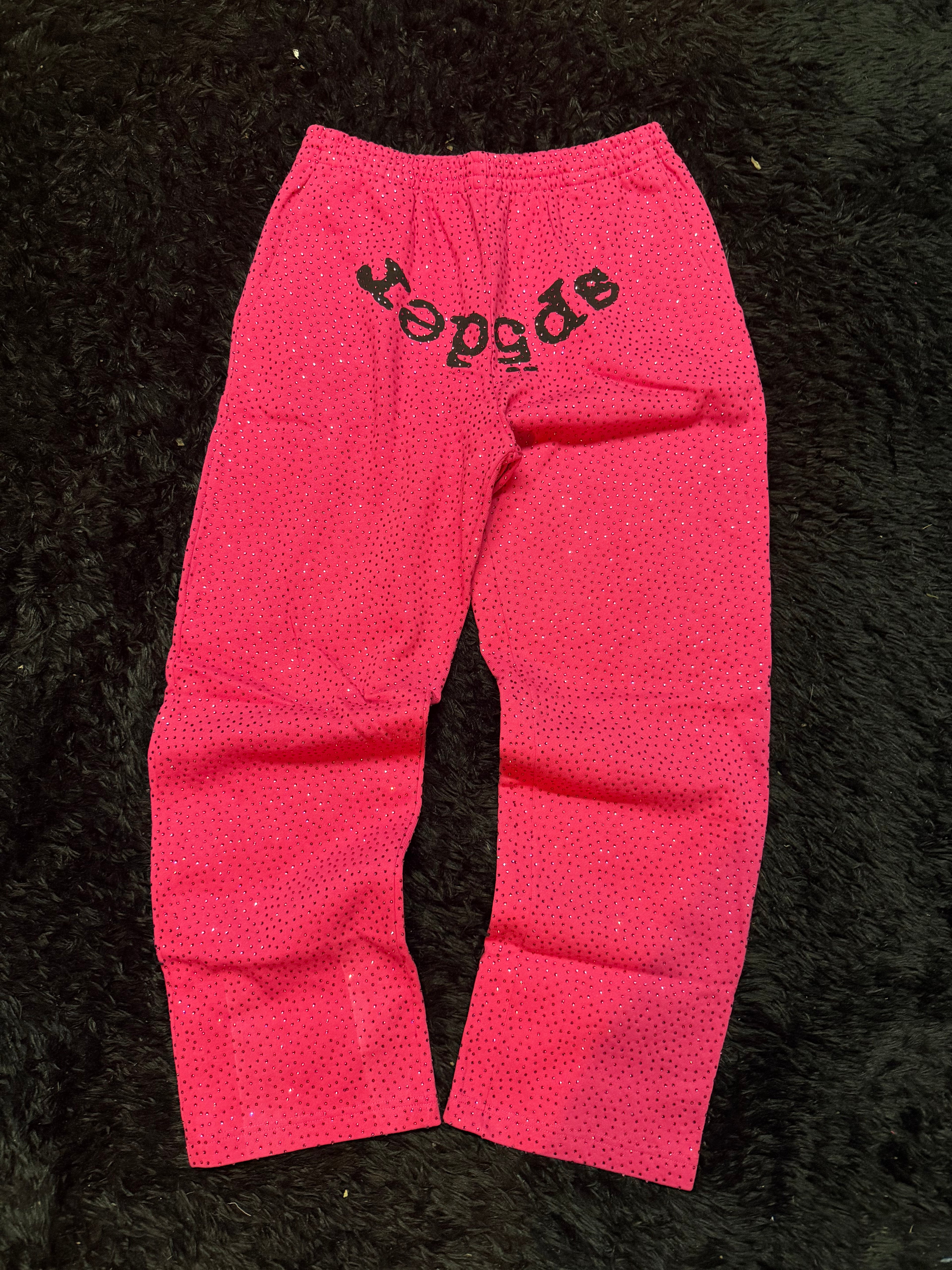 Sp5der VVS Rhinestone Sweatpants – Pink