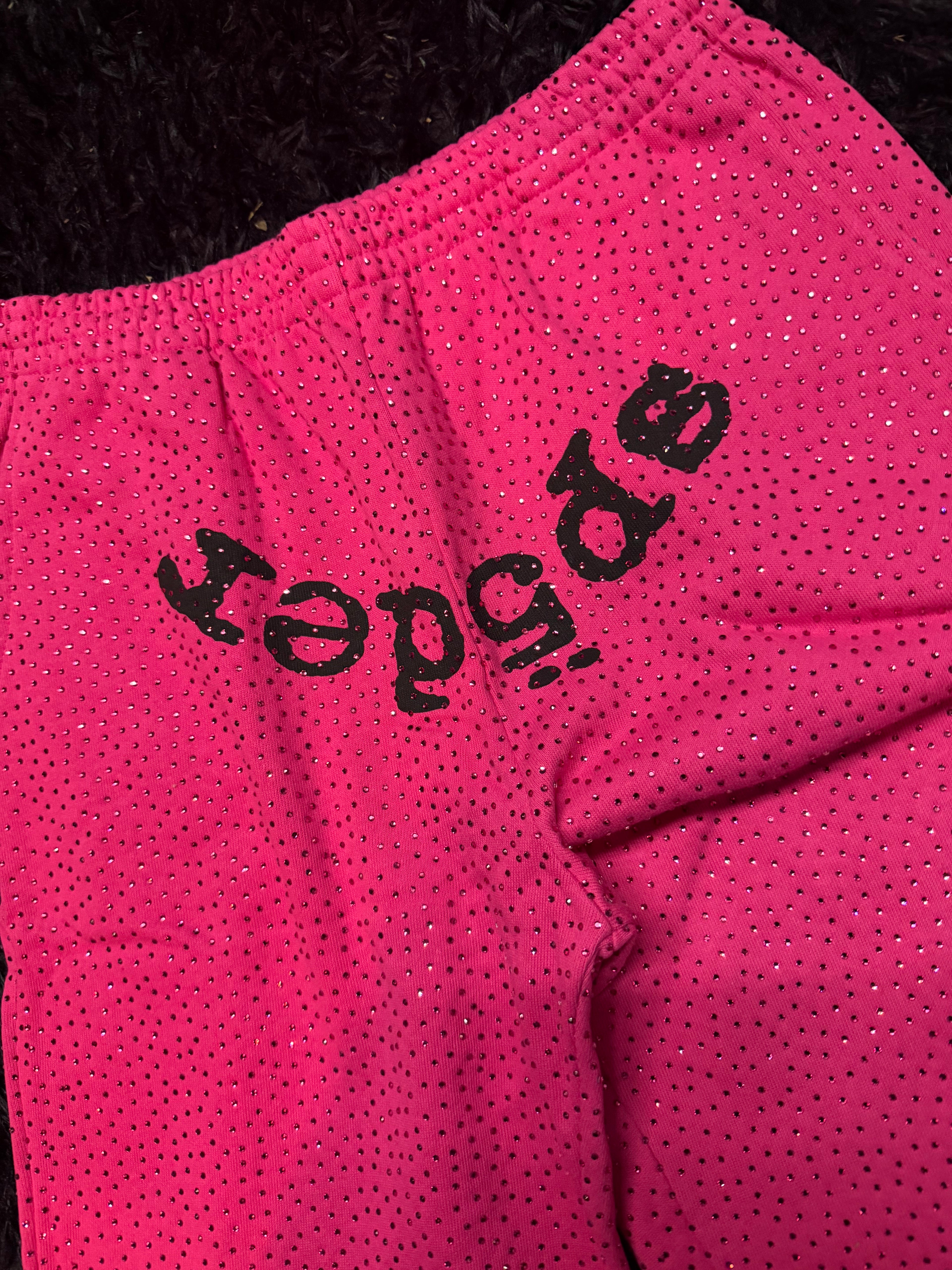 Sp5der VVS Rhinestone Sweatpants – Pink