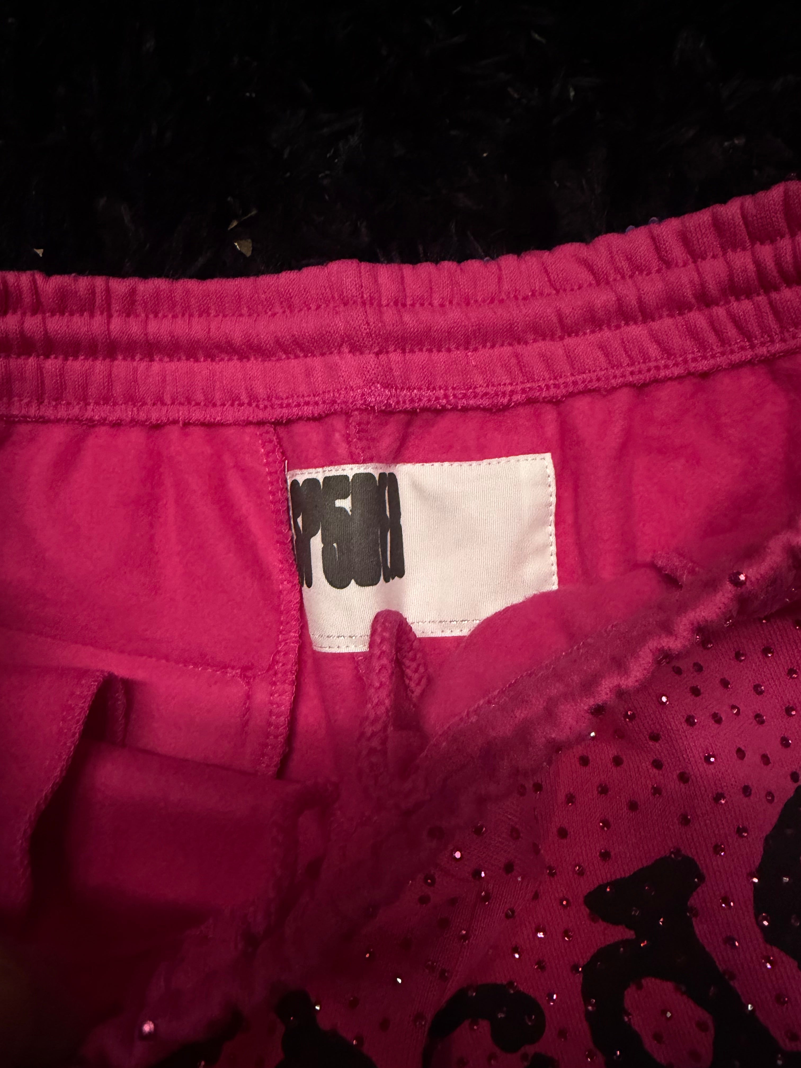 Sp5der VVS Rhinestone Sweatpants – Pink