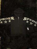 Sp5der MX555 Zip Hoodie – Black / Silver Star Print
