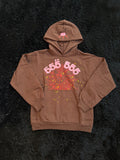 Sp5der Angel Number Hoodie Brown