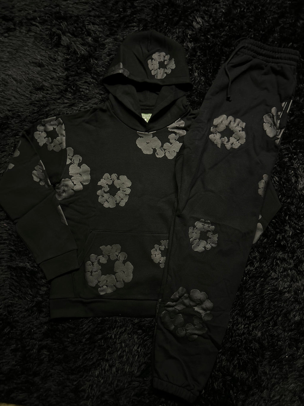Denim Tears Cotton Wreath Sweatsuit (Black / Black)