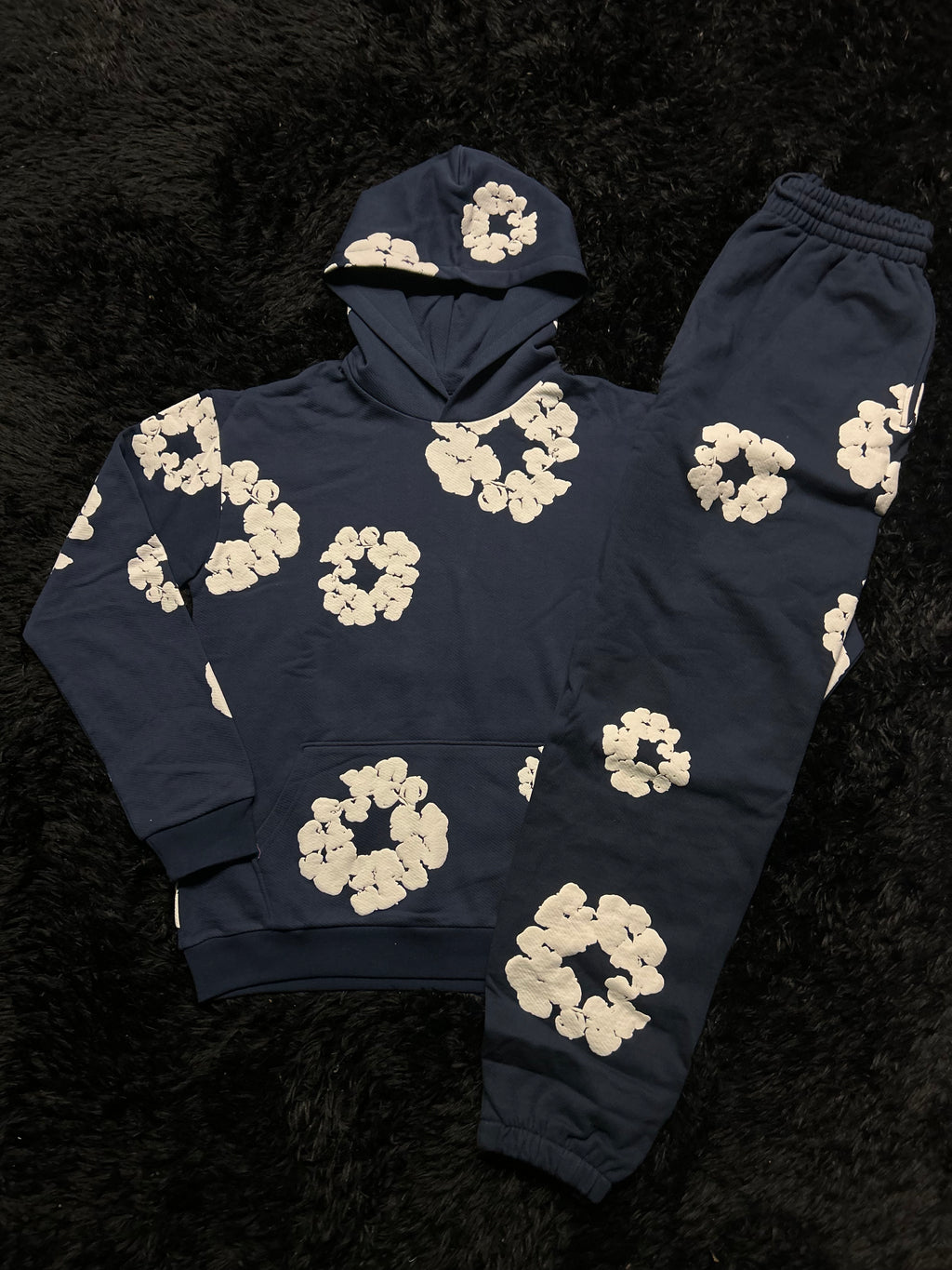 Denim Tears Cotton Wreath Sweatsuit (Navy / White)