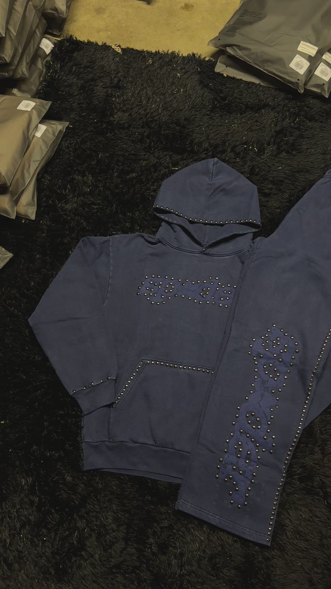 Sp5der Punk V3 Studded Sweatsuit Blue