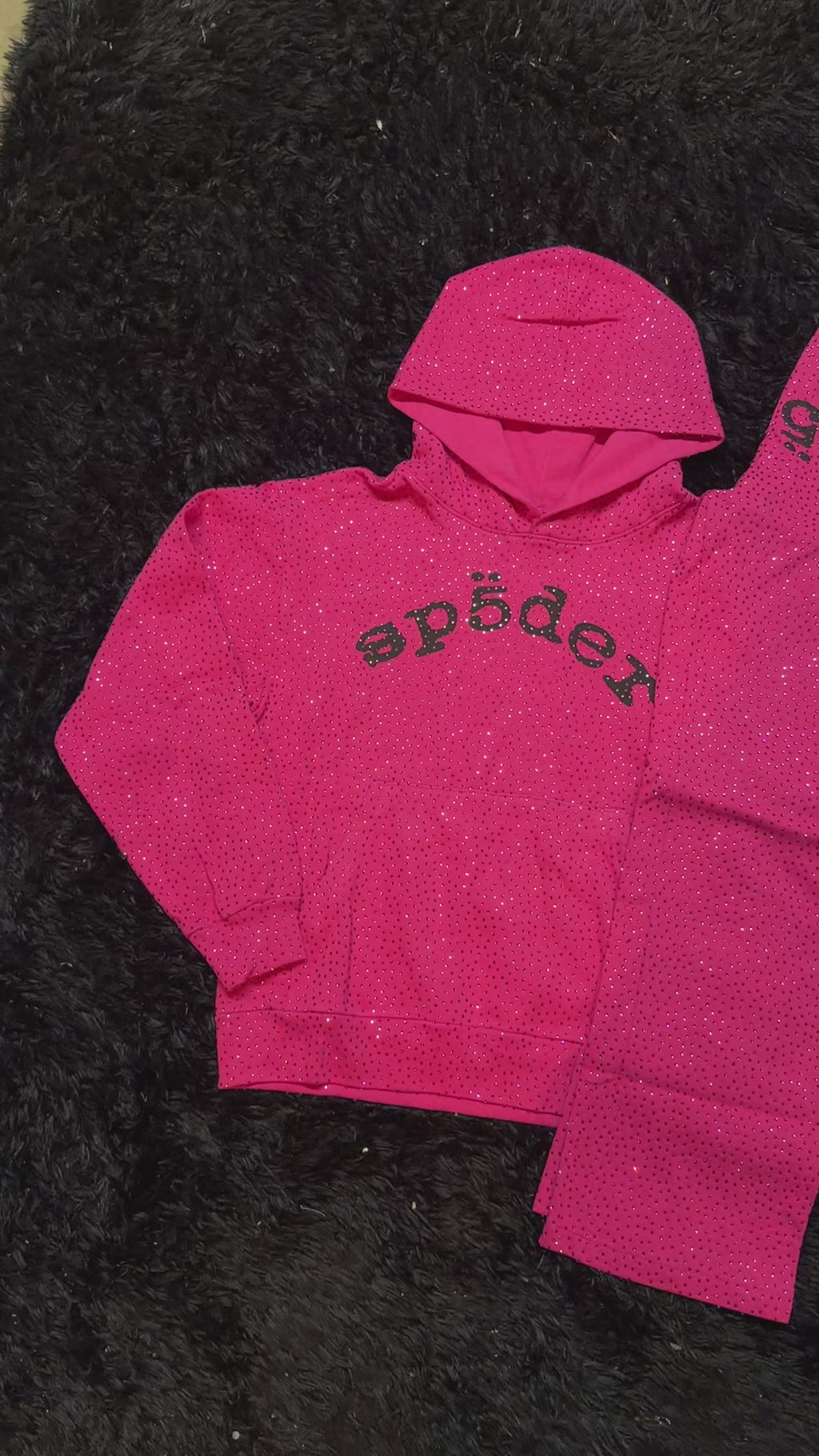 Sp5der VVS Rhinestone Sweatsuit – Pink Full Set (Hoodie & Sweatpants)